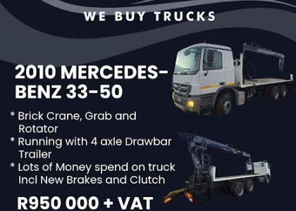2010 Mercedes-Benz 33-50 Fitted with Brick Crane, Grab and Rotator +4 Axle Drawbar Trailer